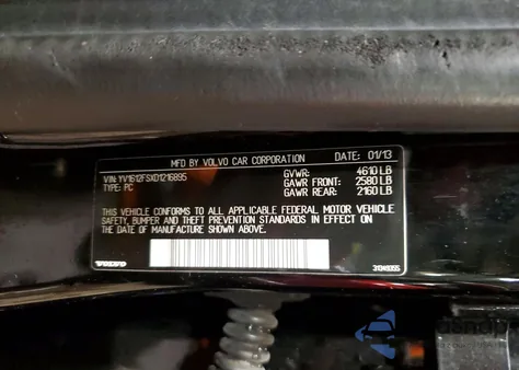 2013 Volvo S60 T5 from USA, damaged, VIN YV1612FSXD1216895